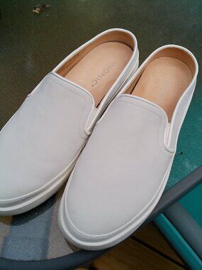 VIONIC EFFORTLESS MULE WHITE NUBUCK ORTHOTIC SLIPON CASUAL SIZE 9